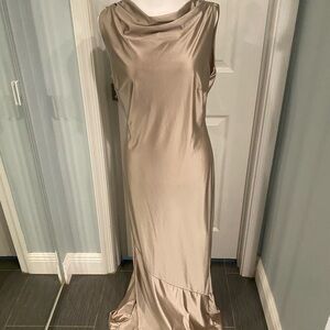 Maxi Dress Gown Sz Lg - Super Glamorous Beige